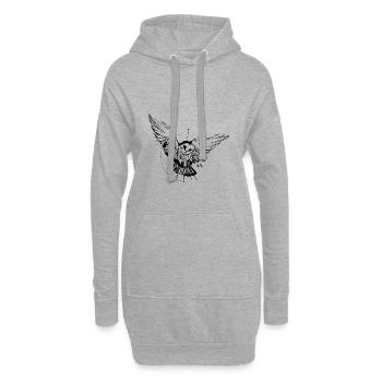 Eule - Hoodie-Kleid - Grau meliert - Vorne
