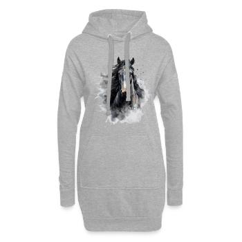 Schwarzes Pferd - Hoodie-Kleid - Grau meliert - Vorne