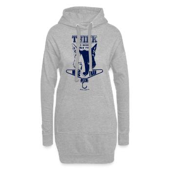 Je dois ma fourrure plus que vous (bleu) - Sweat-shirt à capuche long Femme - gris chiné - Devant