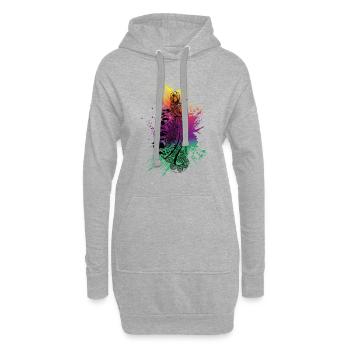 Chaman Lady Black - Sweat-shirt à capuche long Femme - gris chiné - Devant