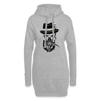 Hipster Skull Totenkopf mit Bayernhut - Hoodie-Kleid - Grau meliert - Vorne