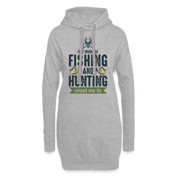 Pêche Papa Poisson Chasse en plein air Chasseur Drôle - Sweat-shirt à capuche long Femme - gris chiné - Devant