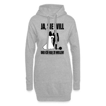 Ja Sie Will Und Ich Hab Zu Wollen JGA Party Heirat - Hoodie-Kleid - Grau meliert - Vorne