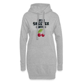 La vie est plus douce avec la cerise - Sweat-shirt à capuche long Femme - gris chiné - Devant