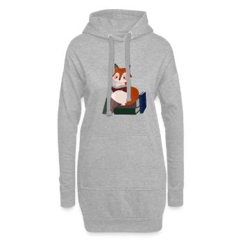 Fox lecture livres livre livre cadeau - Sweat-shirt à capuche long Femme - gris chiné - Devant