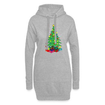 Arbre de noël cadeaux sapin noël - Sweat-shirt à capuche long Femme - gris chiné - Devant