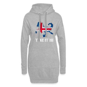 Islandpferd Pferd Pony reiten Geschenk - Hoodie-Kleid - Grau meliert - Vorne