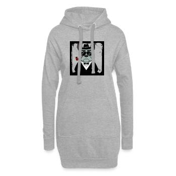 Drôle de chien français de bouledogue de style mafieux - Sweat-shirt à capuche long Femme - gris chiné - Devant