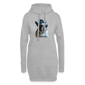 Mignon tyran de style mafia français bouledogue - Sweat-shirt à capuche long Femme - gris chiné - Devant