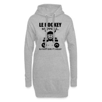 le hockey m'appelle...il faut que j'y aille ! - Sweat-shirt à capuche long Femme - gris chiné - Devant