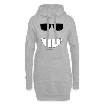 großes fröhliches Lachen - Hoodie-Kleid - Grau meliert - Vorne