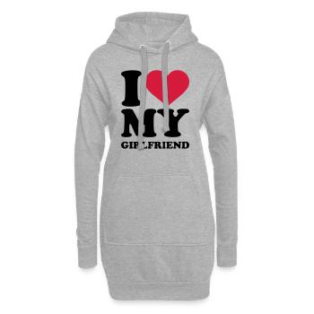 I love my girlfriend - Sweat-shirt à capuche long Femme - gris chiné - Devant