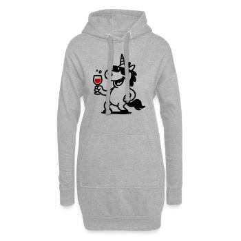 Licorne Verre à Vin Drôle - Sweat-shirt à capuche long Femme - gris chiné - Devant