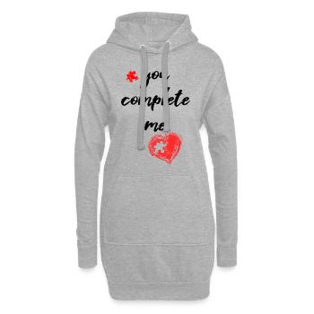 You complete me - Sweat-shirt à capuche long Femme - gris chiné - Devant