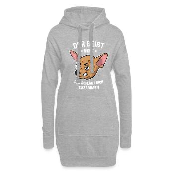 Der Beißt Nicht Der Schlägt Dich Zusammen Chiwawa - Hoodie-Kleid - Grau meliert - Vorne