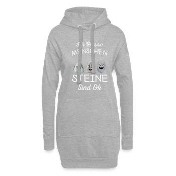 Ich Hasse Menschen Steine Sind Ok - Hoodie-Kleid - Grau meliert - Vorne