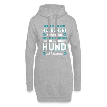 Vorsicht Vor Dem Herrchen Der Hund Ist Harmlos - Hoodie-Kleid - Grau meliert - Vorne