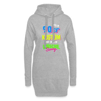 90er Jahre Mottoparty 1990er Neunziger Kostüm - Hoodie-Kleid - Grau meliert - Vorne