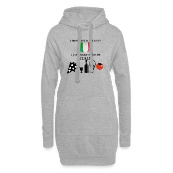 Italien lustig Geschenkidee Therapie - Hoodie-Kleid - Grau meliert - Vorne