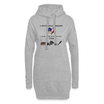 USA lustig Geschenkidee Therapie Amerika - Hoodie-Kleid - Grau meliert - Vorne