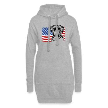 Boxer US Amérique Drapeau Chiens Chien Wilsigns - Sweat-shirt à capuche long Femme - gris chiné - Devant
