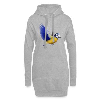 blaumeise,meise,vogel,tier - Hoodie-Kleid - Grau meliert - Vorne