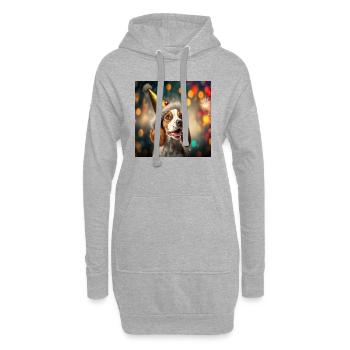 CptnBrunos dog with new years eve decoration - Hoodie-Kleid - Grau meliert - Vorne