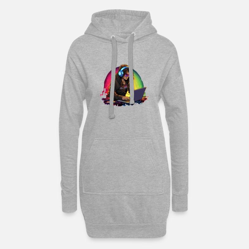 Code Queen: The Hacker - Hoodie Dress - heather grey