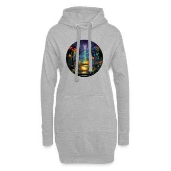 Urban Neon Adventure: Découvrez la jungle néon - Sweat-shirt à capuche long Femme - gris chiné - Devant