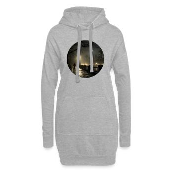 Melancholie der Stadt: Poetischer Blick - Hoodie-Kleid - Grau meliert - Vorne