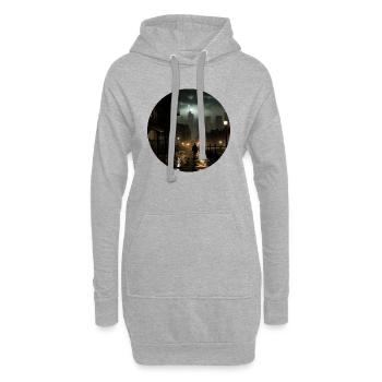 Mélancolie urbaine : entre concret et rêve - Sweat-shirt à capuche long Femme - gris chiné - Devant