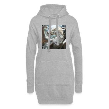 Weißer Drache - Hoodie-Kleid - Grau meliert - Vorne