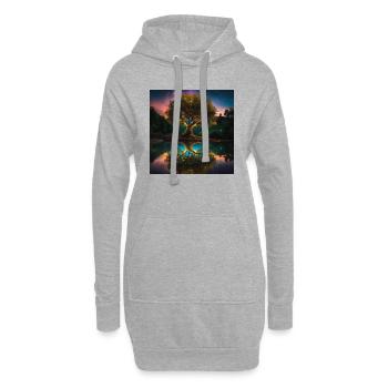 Baum des Lebens ,Lebensbaum,Graffiti,Planeten - Hoodie-Kleid - Grau meliert - Vorne