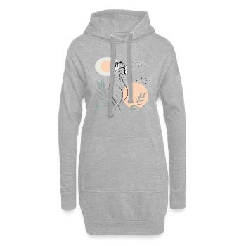 Eleganter Gepard - Hoodie-Kleid - Grau meliert - Vorne