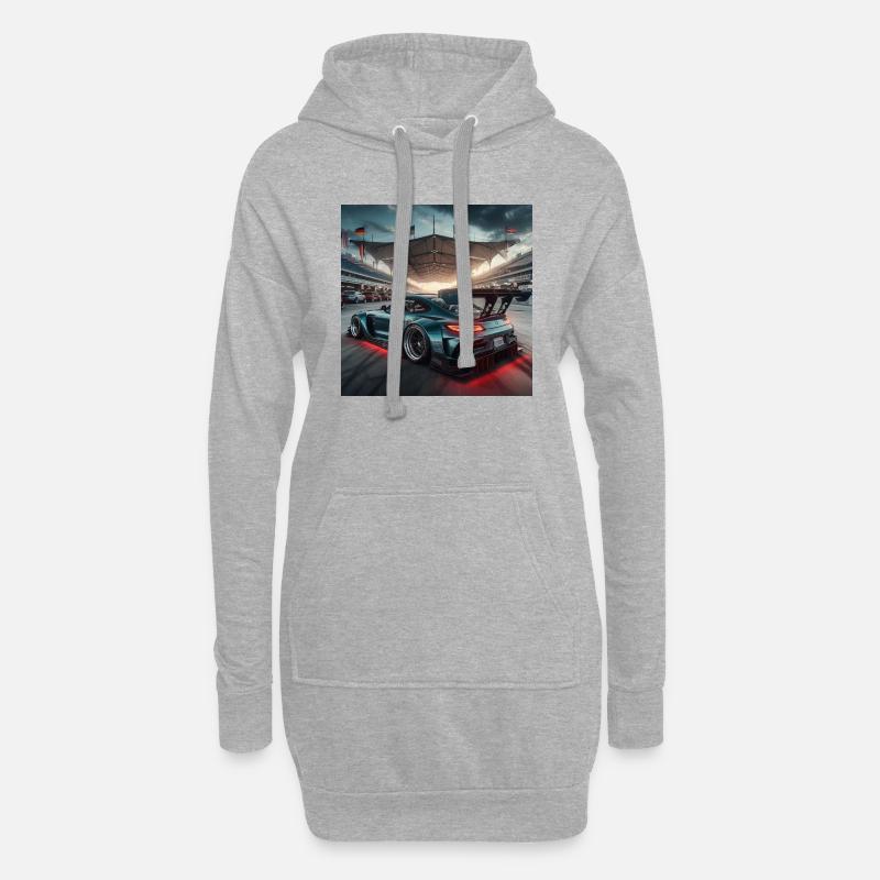 Auto - Hoodie-Kleid - Grau meliert