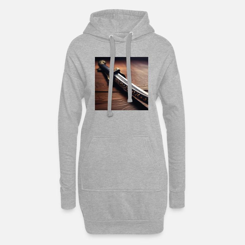 Conception d’affiche Sabre Samouraï - Sweat-shirt à capuche long Femme - gris chiné