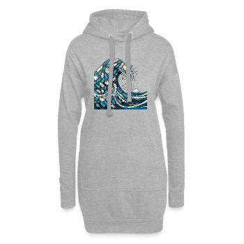 Wave Kanagawa trash vector - Sweat-shirt à capuche long Femme - gris chiné - Devant