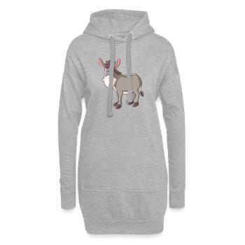 Lustiger Esel für Kinder - Hoodie-Kleid - Grau meliert - Vorne