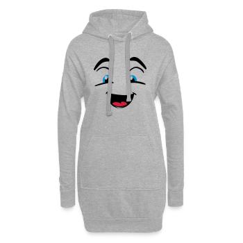 Lachendes Gesicht - Hoodie-Kleid - Grau meliert - Vorne