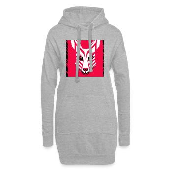 Pop Art Animal Portrait Chien ROUGE BLANC - Sweat-shirt à capuche long Femme - gris chiné - Devant