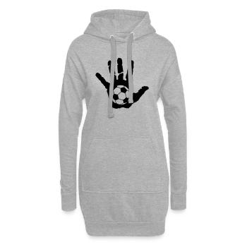 football soccer main hand mano sport des - Sweat-shirt à capuche long Femme - gris chiné - Devant