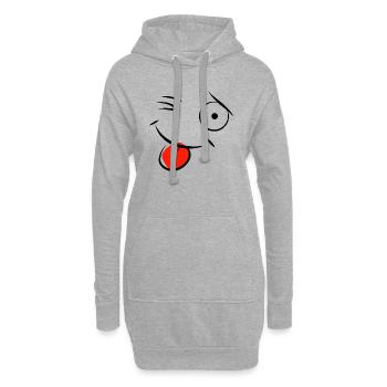 Lustiges Cartoon Gesicht mit Zunge - Hoodie-Kleid - Grau meliert - Vorne