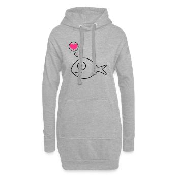 rose amoureuse de poisson - Sweat-shirt à capuche long Femme - gris chiné - Devant
