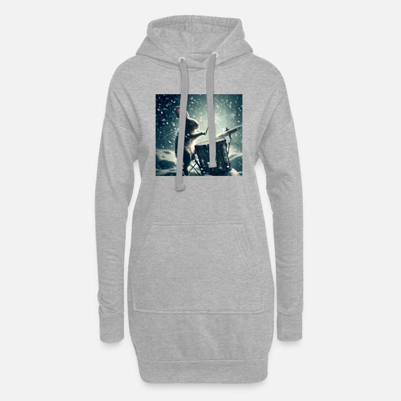 Drumming Rabbit - Hoodie-Kleid - Grau meliert