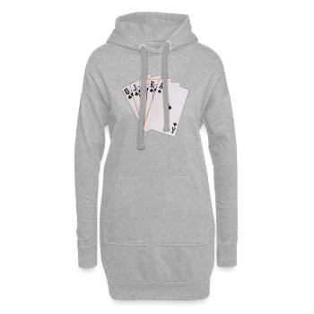 Poker, Royal Flush Kreuz. Geschenkidee - Hoodie-Kleid - Grau meliert - Vorne