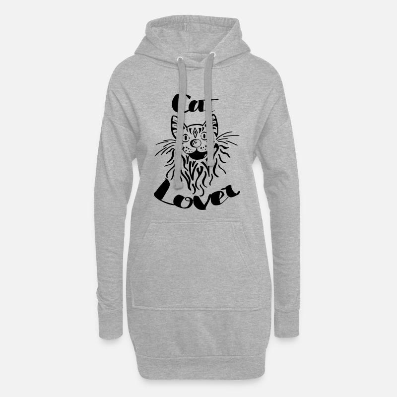Cat Lover - Katze - Katzen - Cats - Geschenk - Hoodie-Kleid - Grau meliert