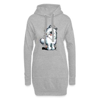 Knuffiger Samojede - Hoodie-Kleid - Grau meliert - Vorne