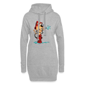 Pompier Chat - Sweat-shirt à capuche long Femme - gris chiné - Devant