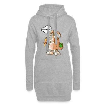 Osterhase mit Möhrchen - Hoodie-Kleid - Grau meliert - Vorne
