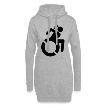 Femme en fauteuil roulant, roulette féminine, fauteuil roulant # - Sweat-shirt à capuche long Femme - gris chiné - Devant